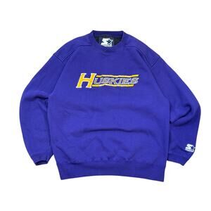 Vtg 90s Starter Washington Huskies Basketball Crewneck Purple gold embroidered M